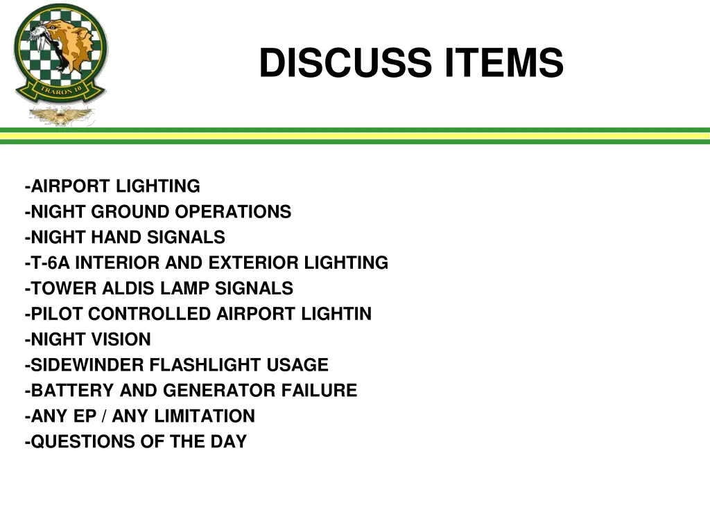 discuss items