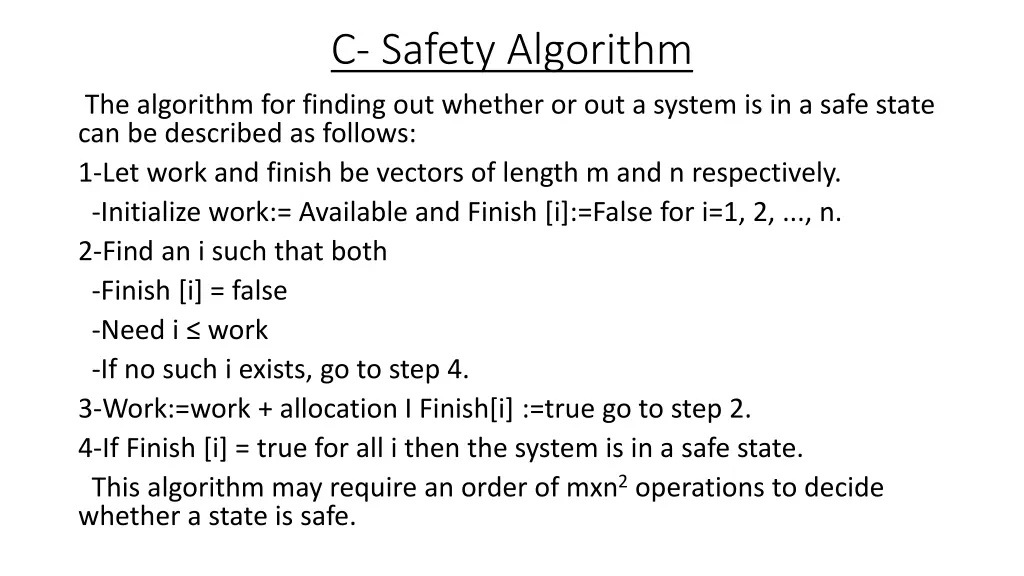 c safety algorithm