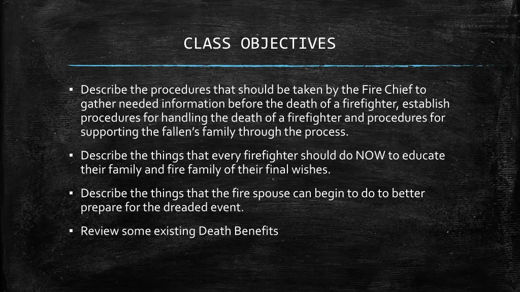 class objectives