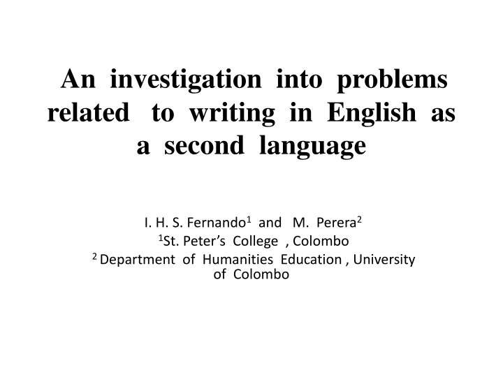 an investigation into problems related to writing