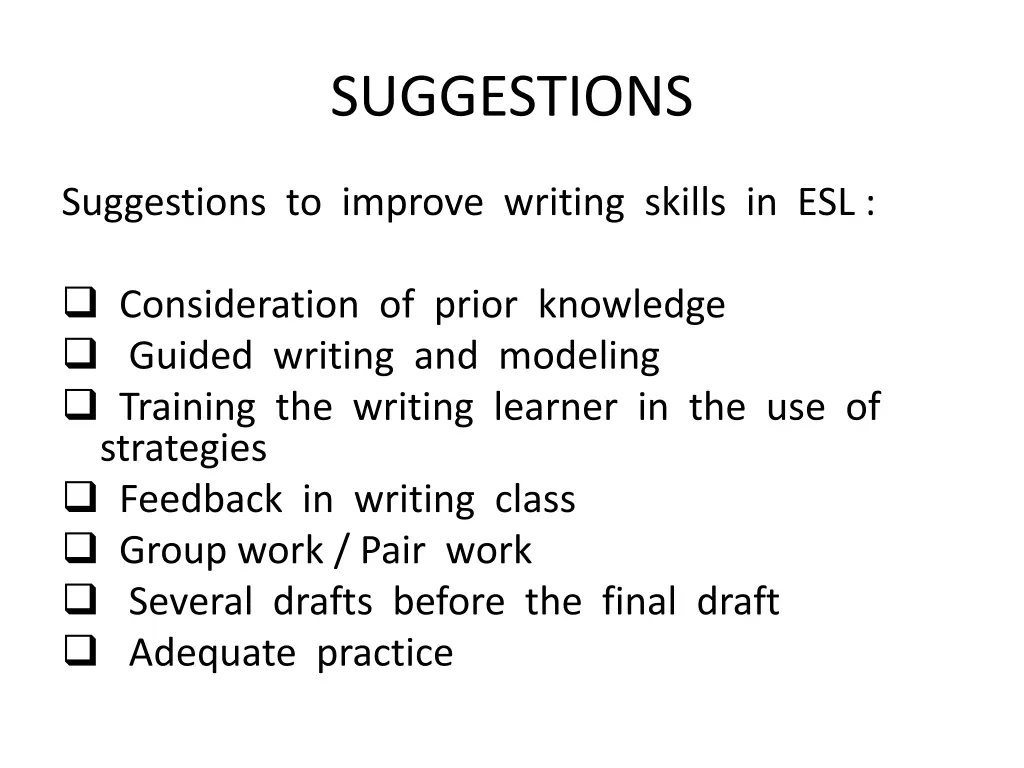 suggestions