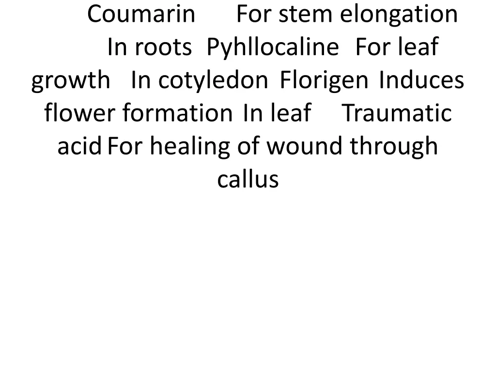 coumarin in roots pyhllocaline for leaf growth