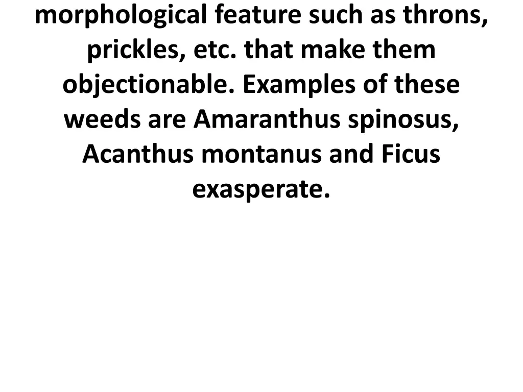 morphological feature such as throns prickles