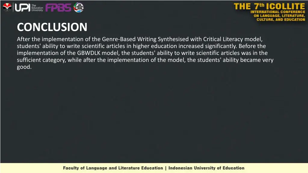 conclusion after the implementation of the genre
