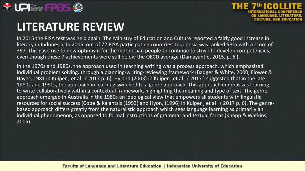 literature review in 2015 the pisa test was held