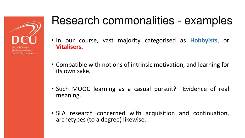 research commonalities examples
