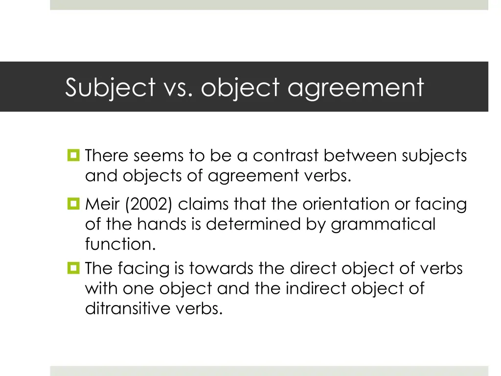 subject vs object agreement