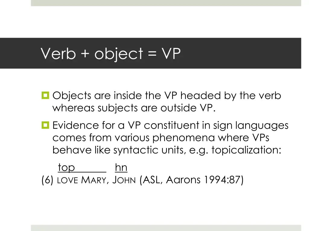 verb object vp