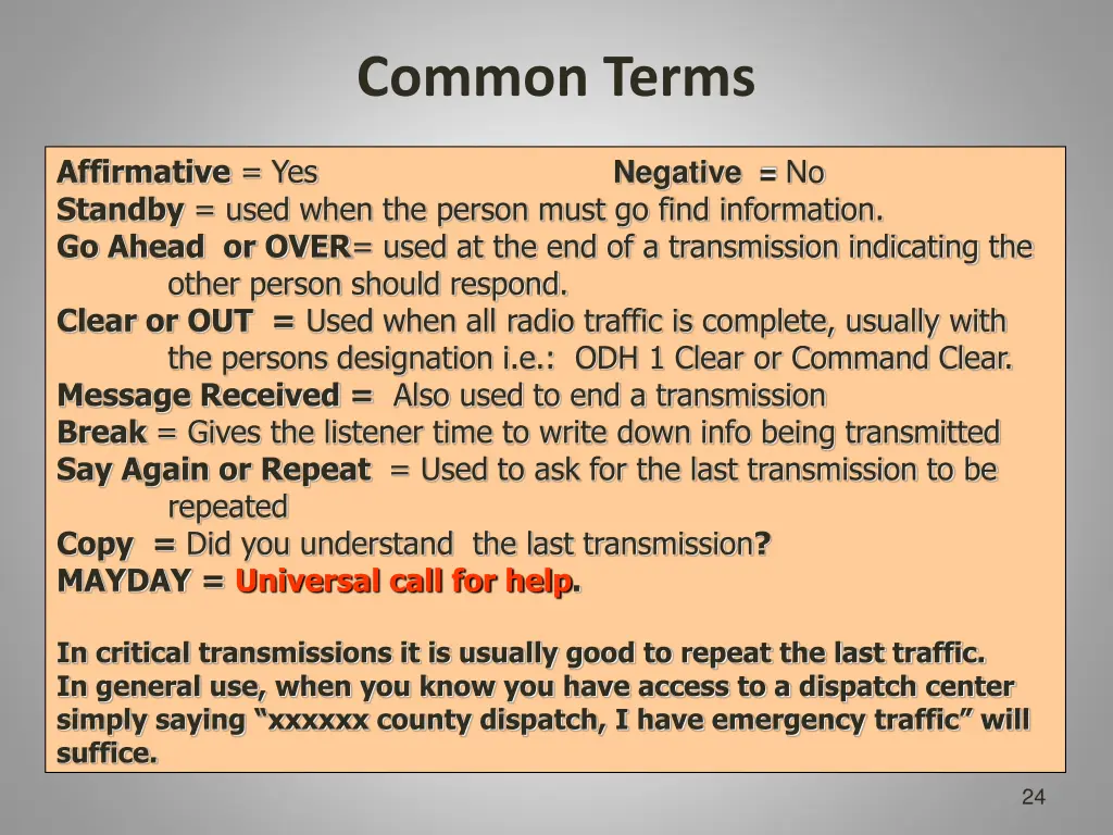 common terms