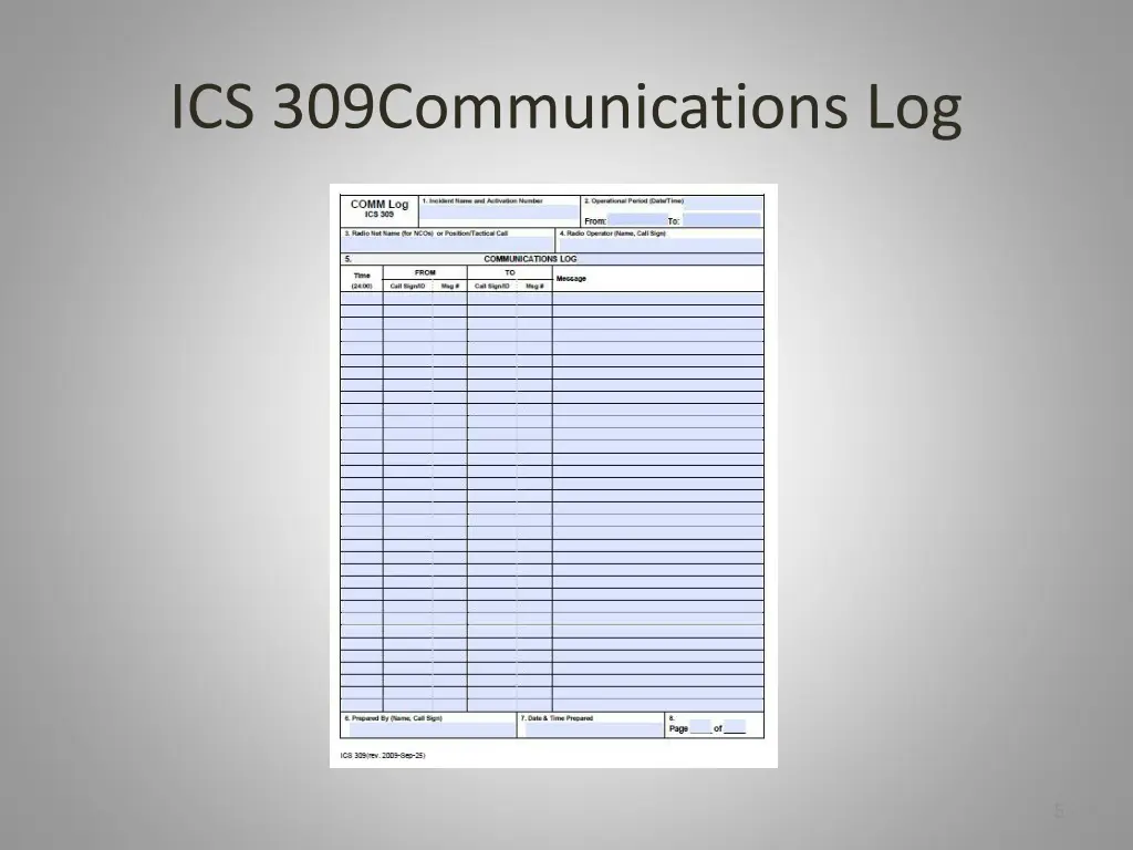 ics 309communications log