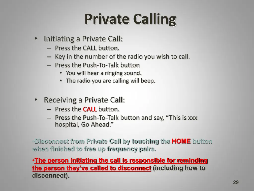 private calling