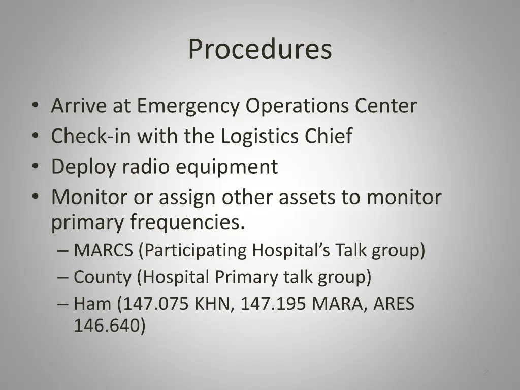 procedures