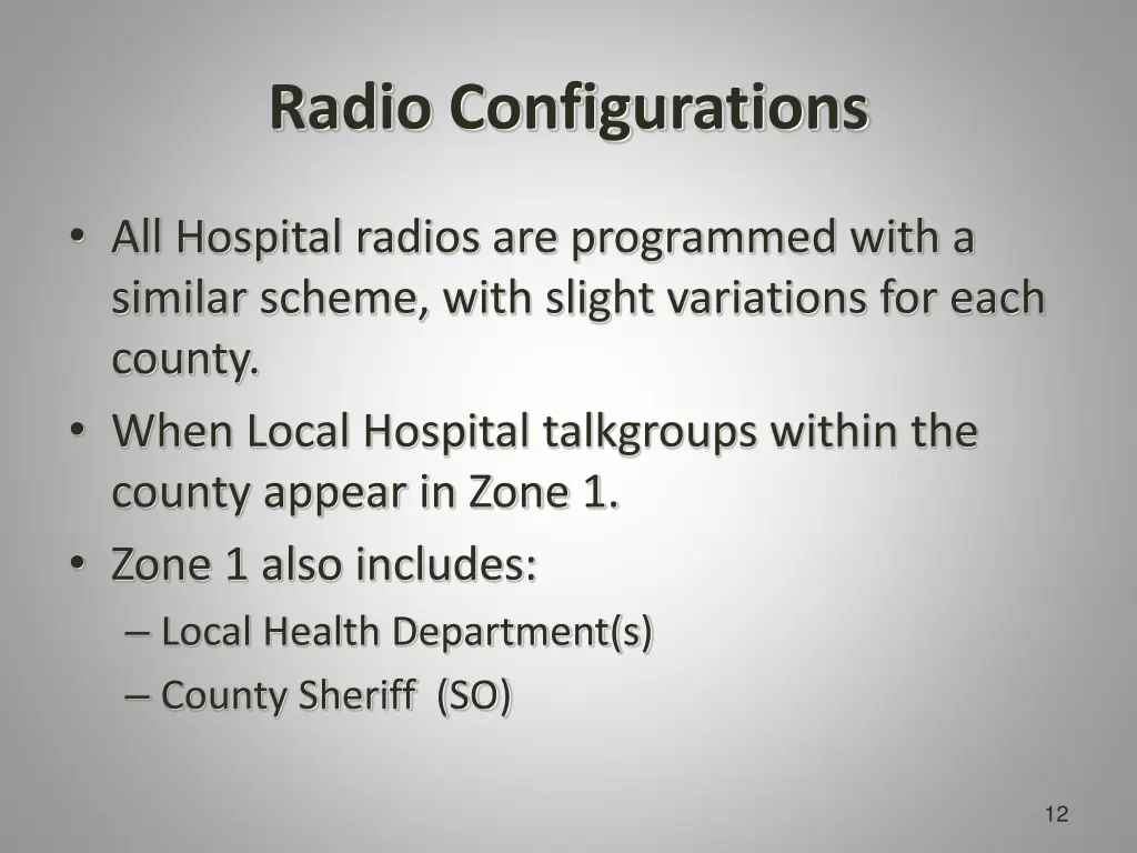 radio configurations