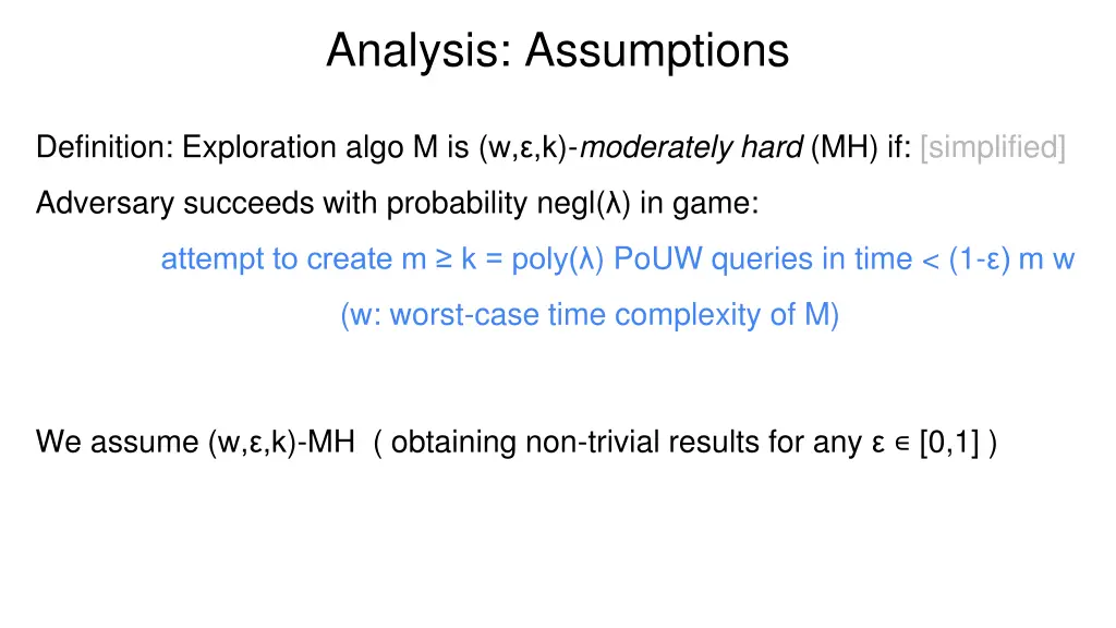 analysis assumptions