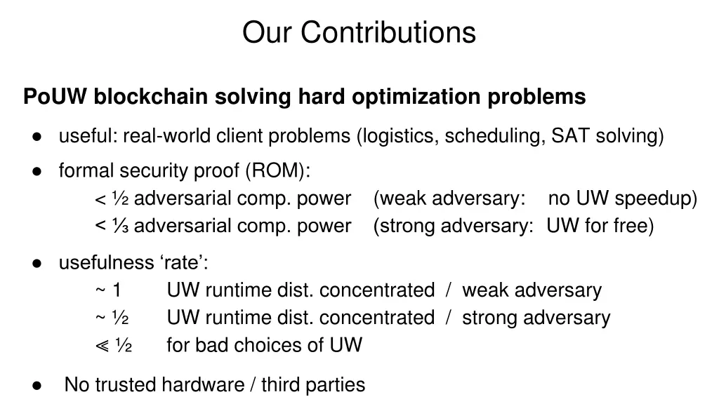 our contributions