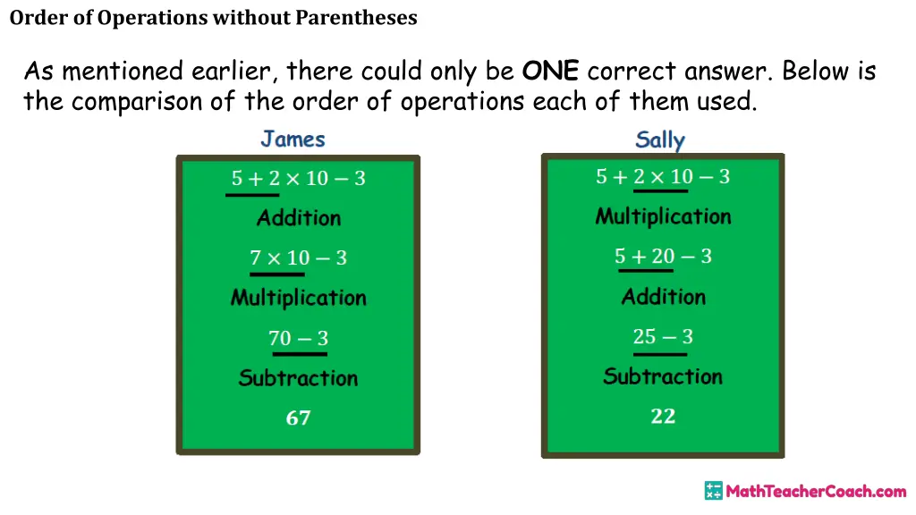 order of operations without parentheses 12
