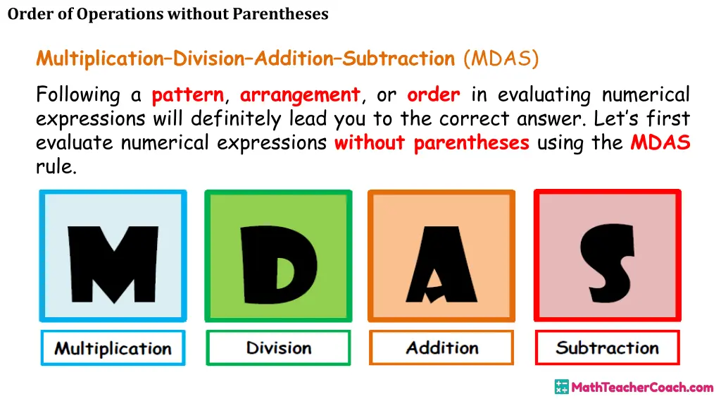 order of operations without parentheses 15