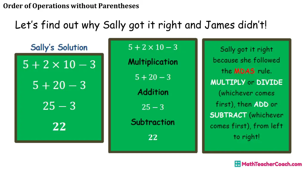 order of operations without parentheses 18