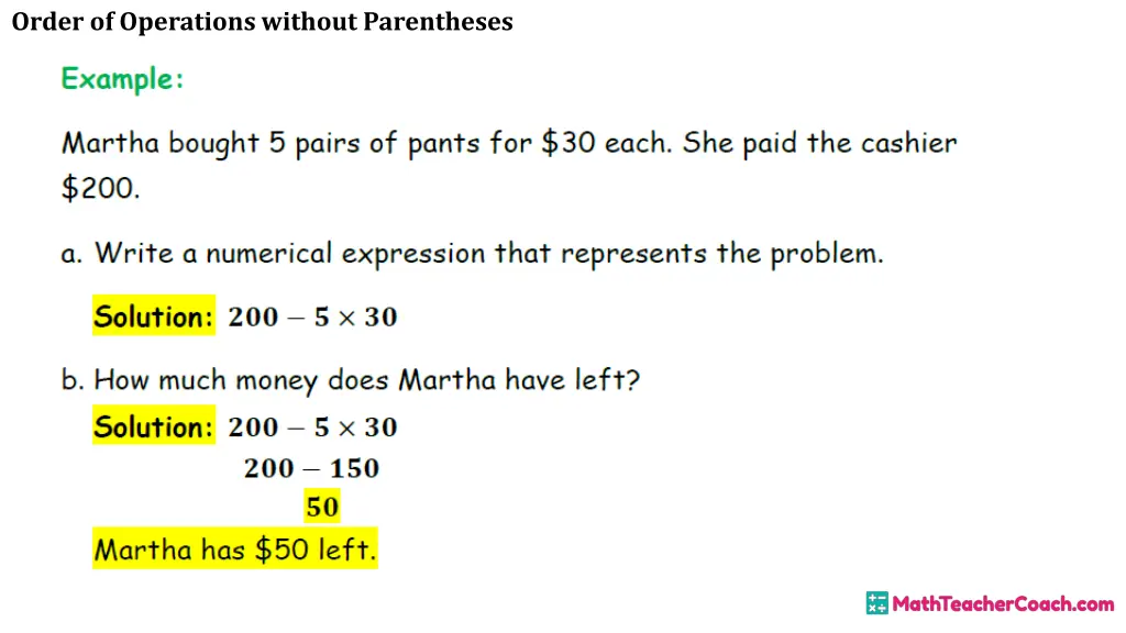 order of operations without parentheses 33