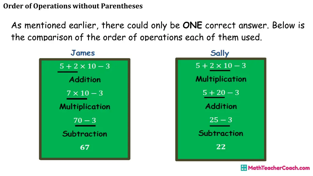 order of operations without parentheses 8