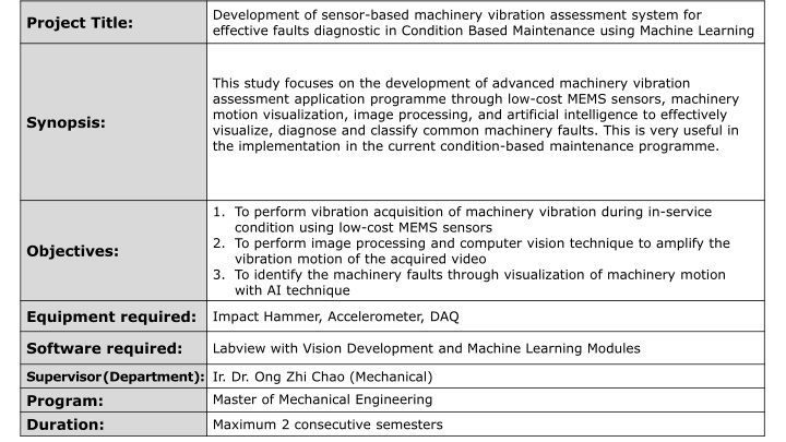 development of sensor based machinery vibration