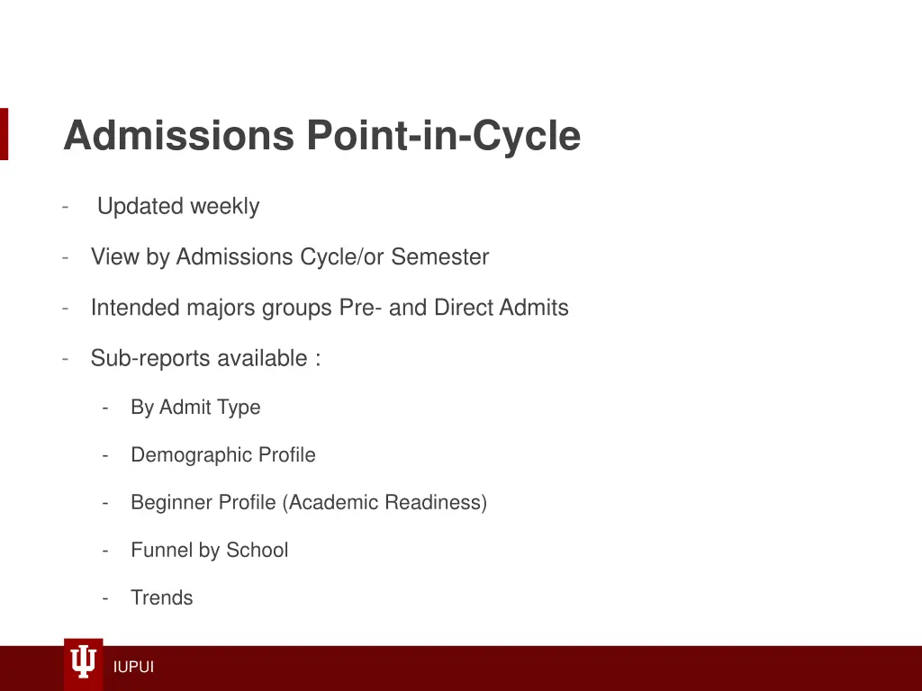 admissions point in cycle