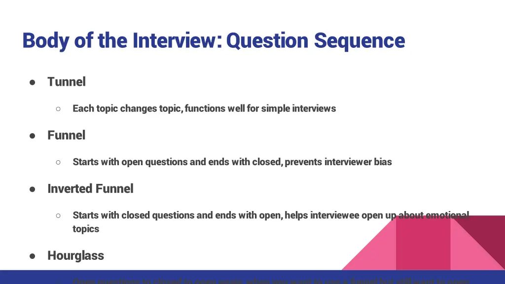 body of the interview question sequence 1