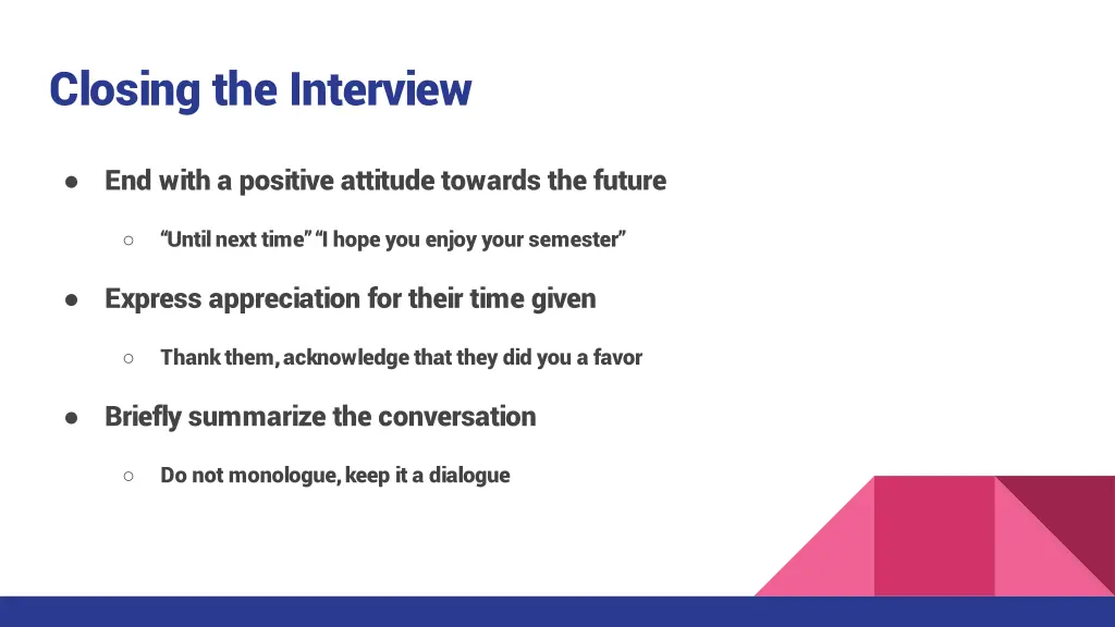closing the interview