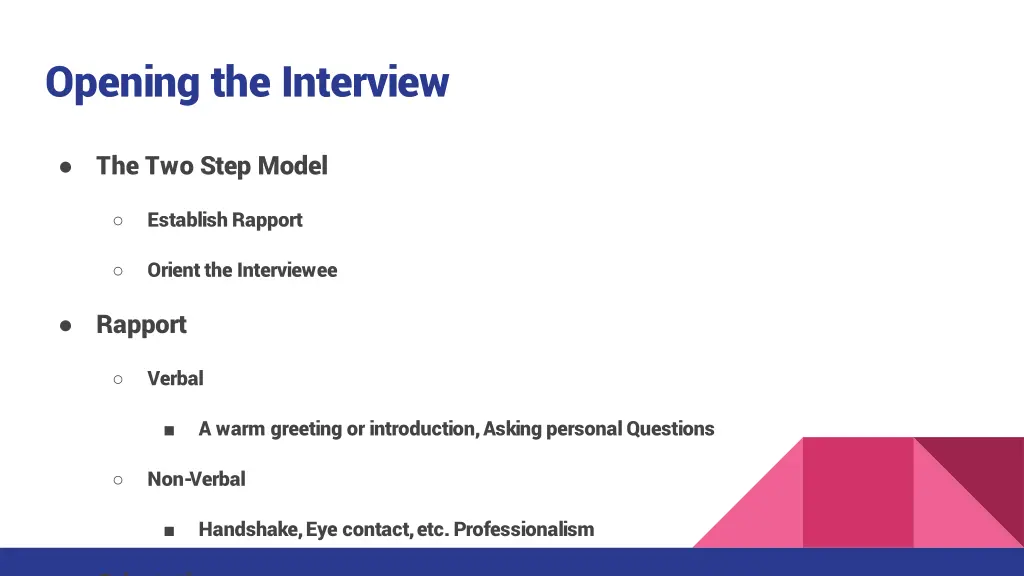 opening the interview
