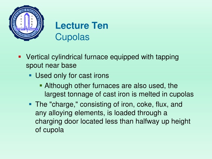 lecture ten cupolas