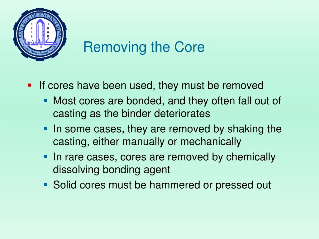 removing the core