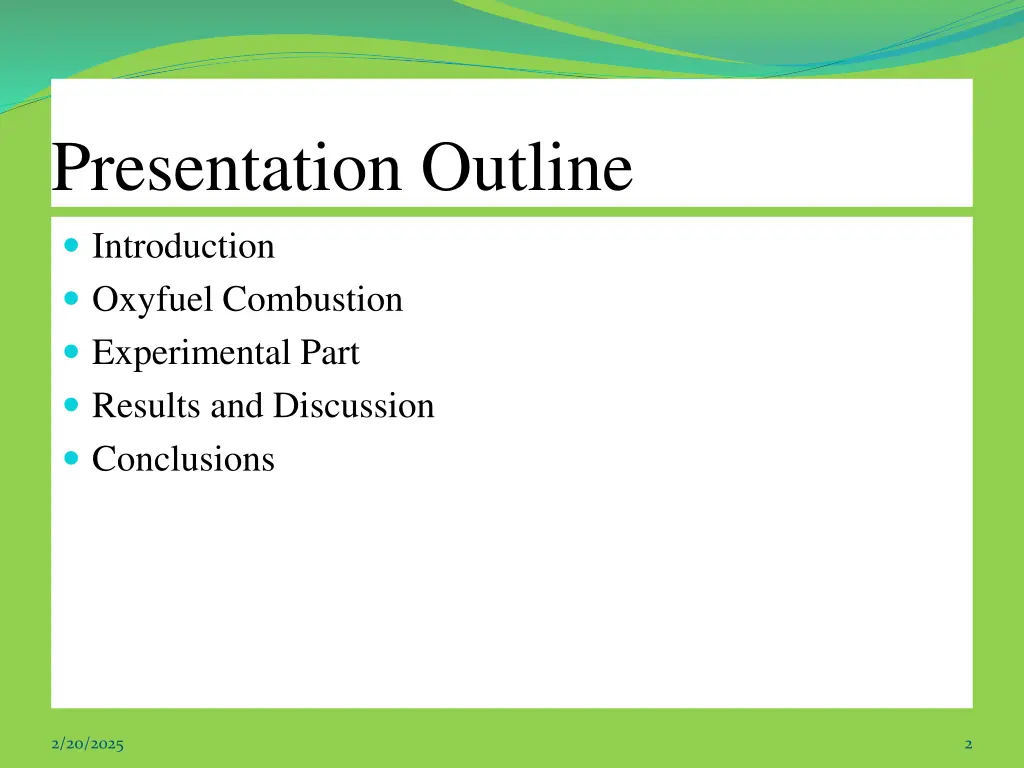 presentation outline