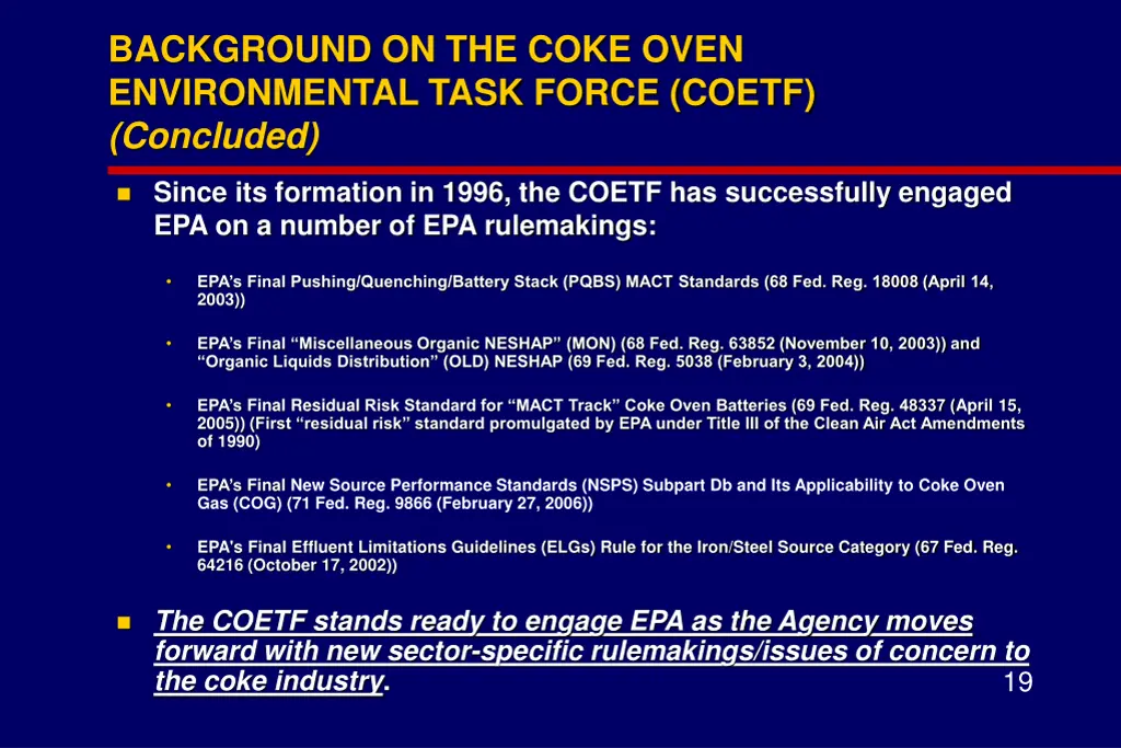 background on the coke oven environmental task 1