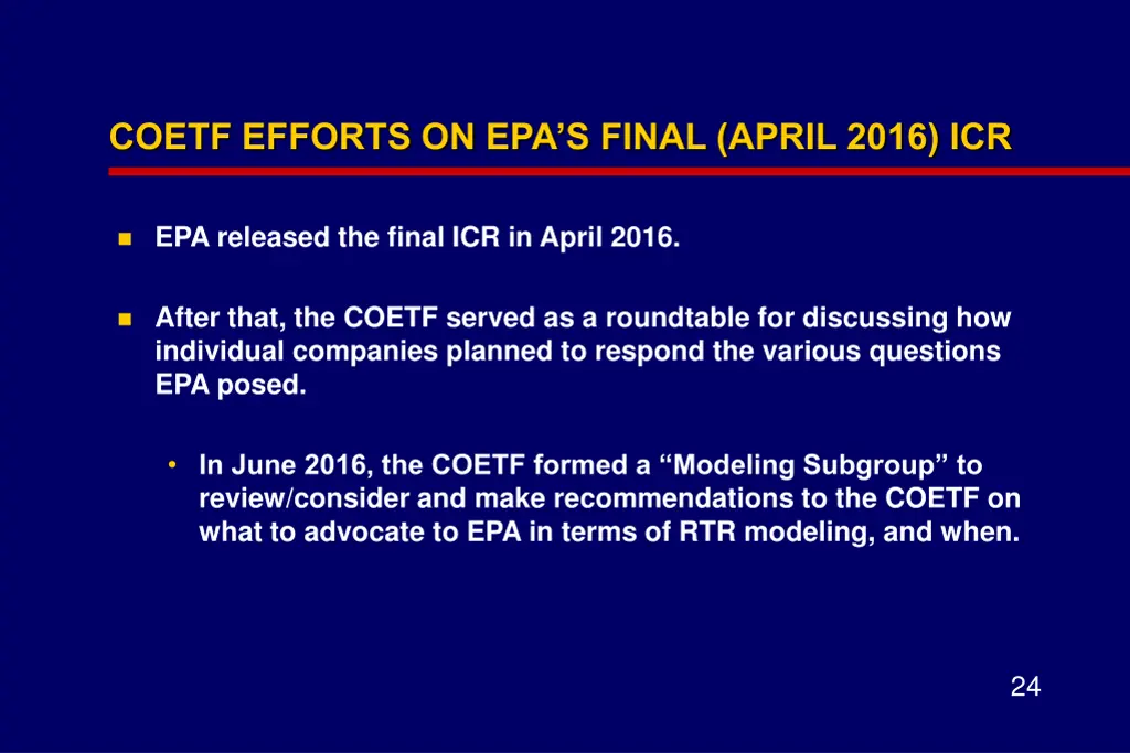 coetf efforts on epa s final april 2016 icr