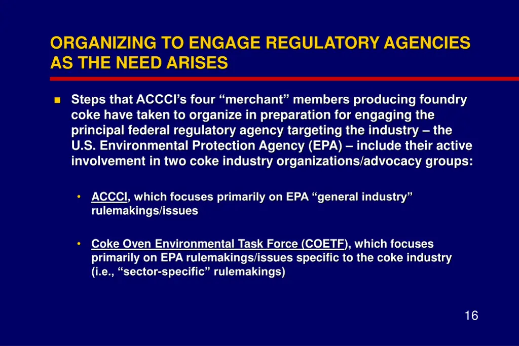 organizing to engage regulatory agencies