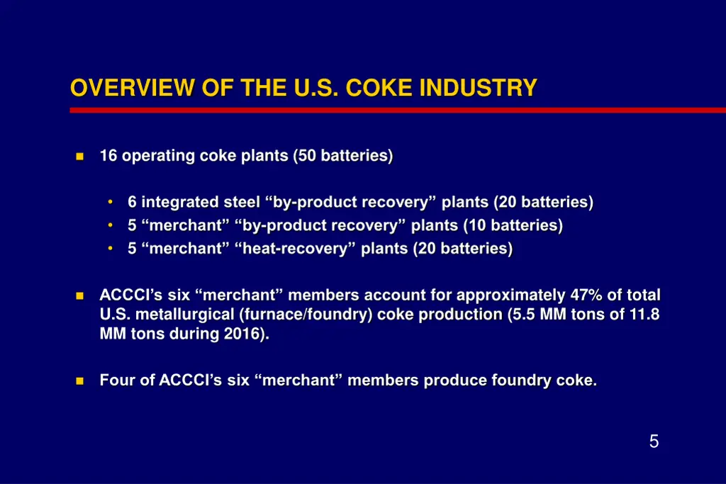 overview of the u s coke industry