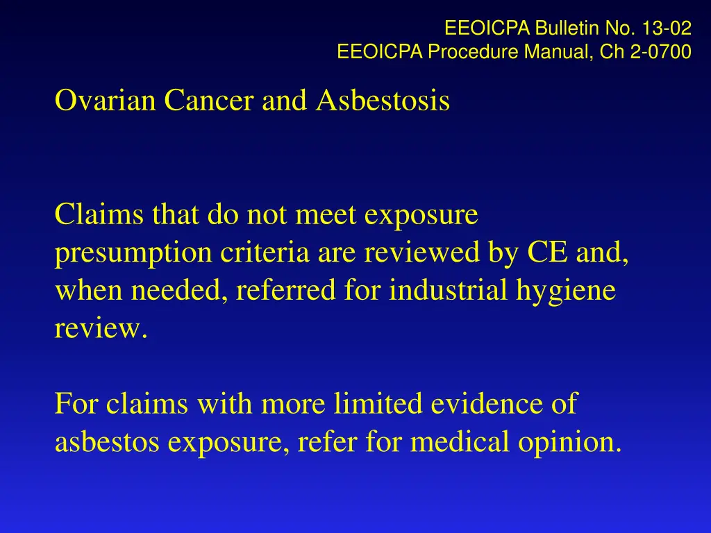 eeoicpa bulletin no 13 02 eeoicpa procedure
