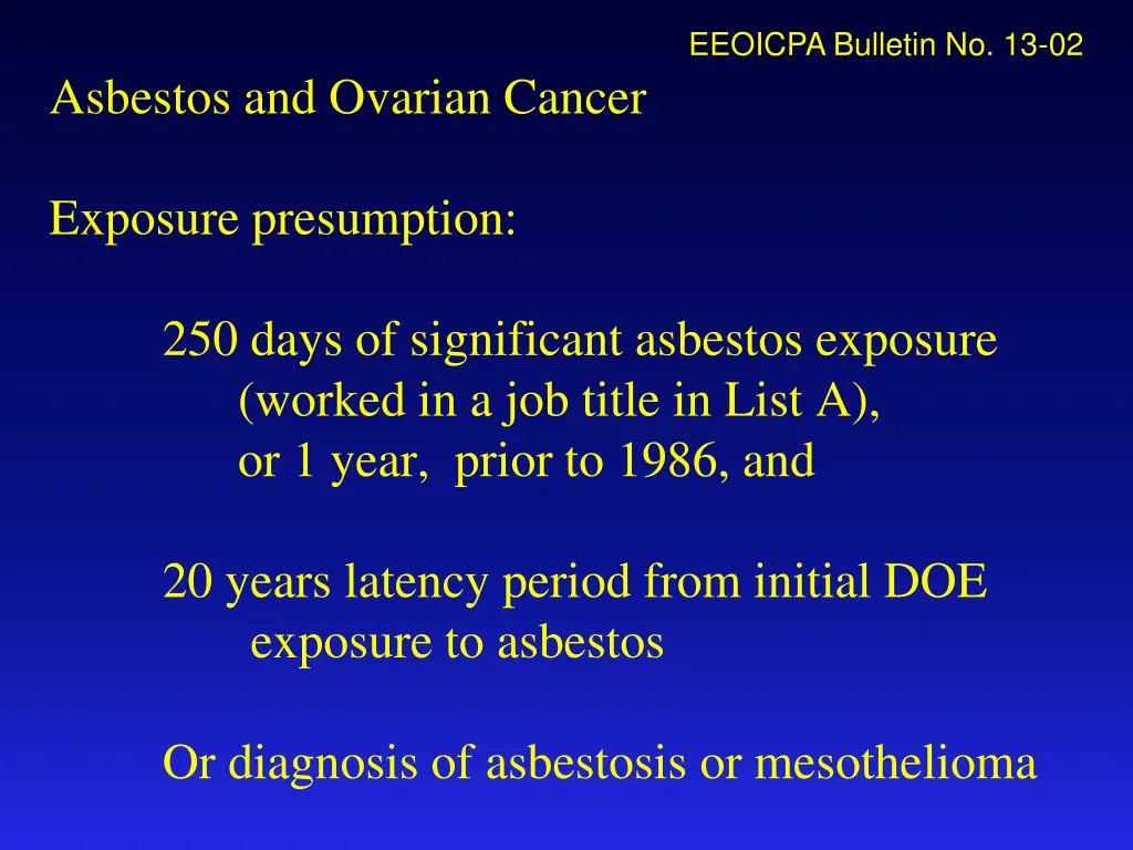 eeoicpa bulletin no 13 02