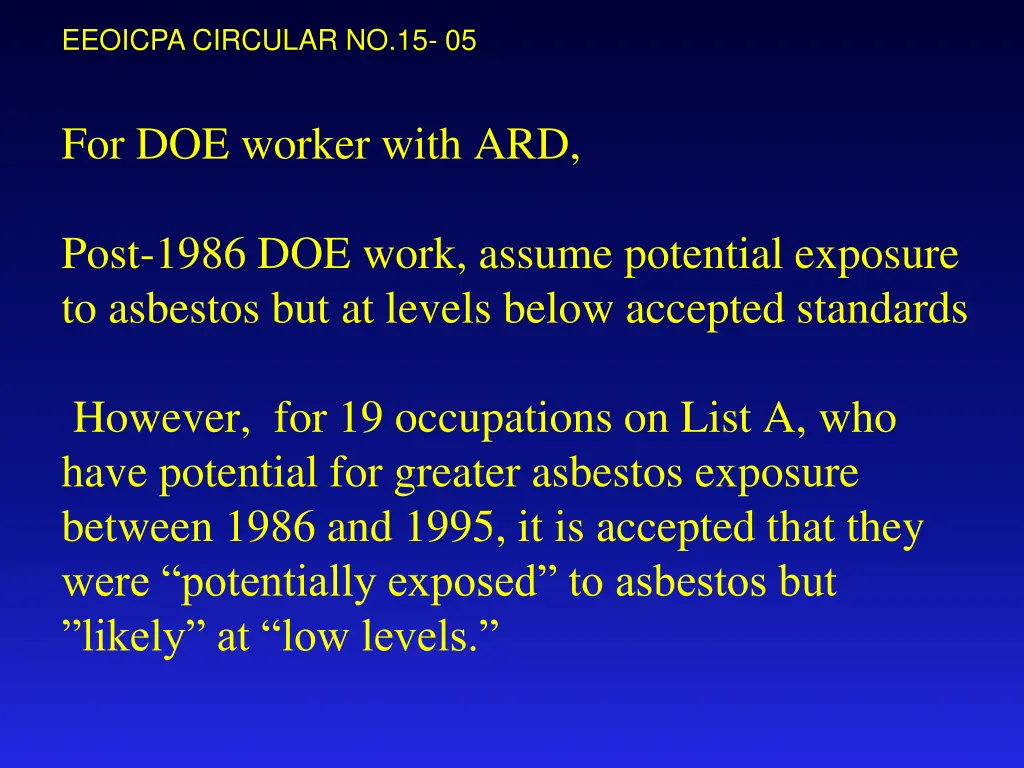 eeoicpa circular no 15 05 2
