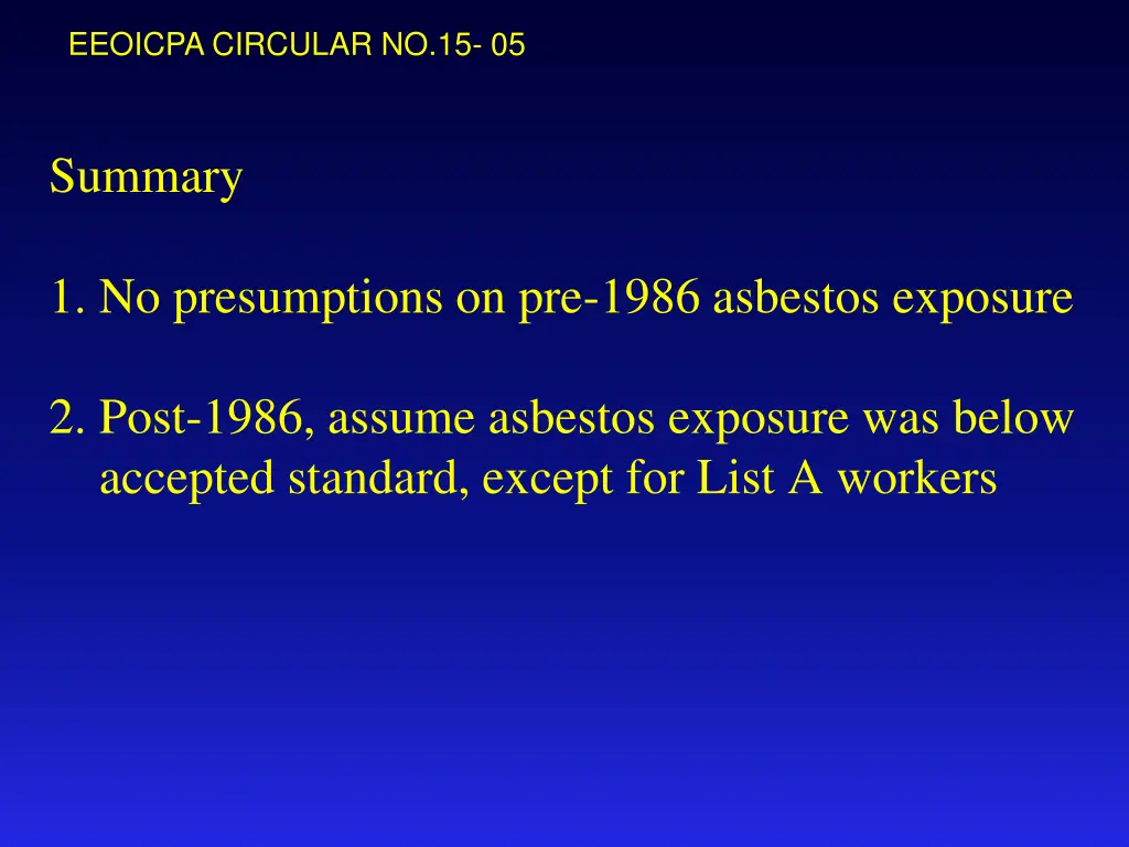 eeoicpa circular no 15 05 6