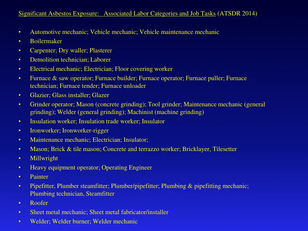 significant asbestos exposure associated labor 2
