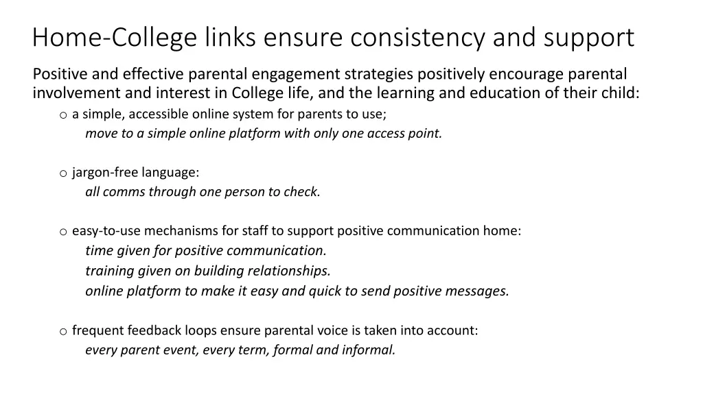 home college links ensure consistency and support 2