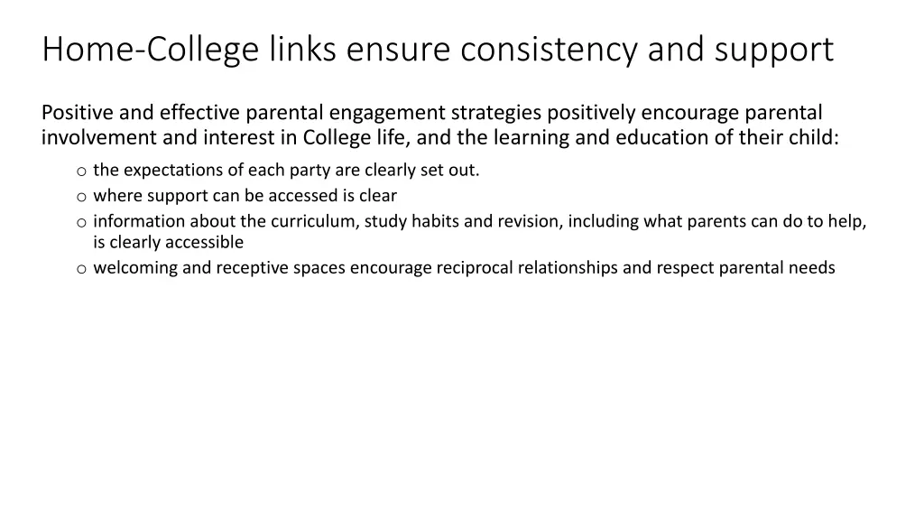 home college links ensure consistency and support