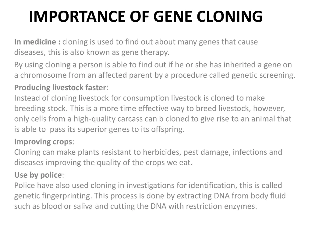 importance of gene cloning