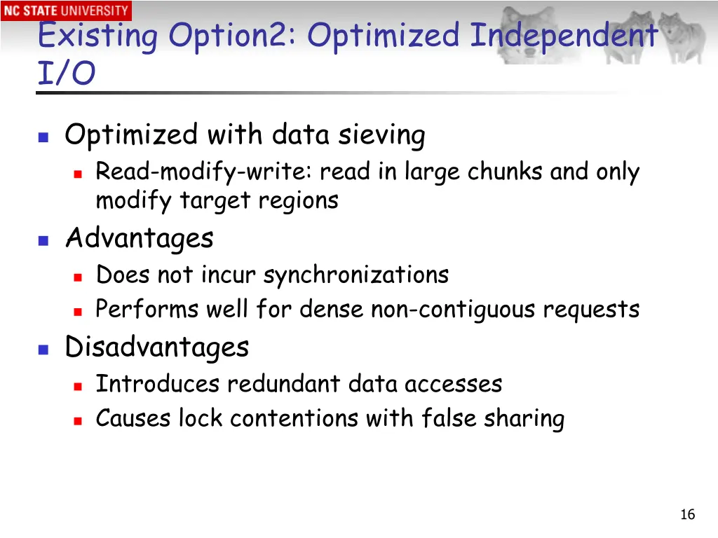 existing option2 optimized independent i o