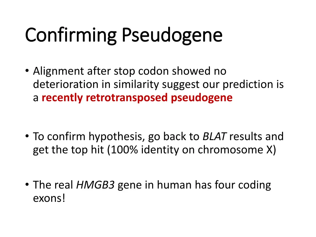 confirming pseudogene confirming pseudogene 1