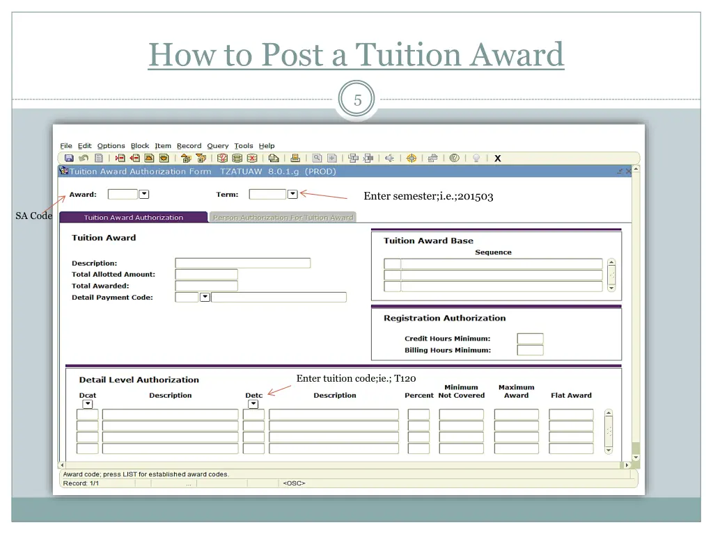 how to post a tuition award