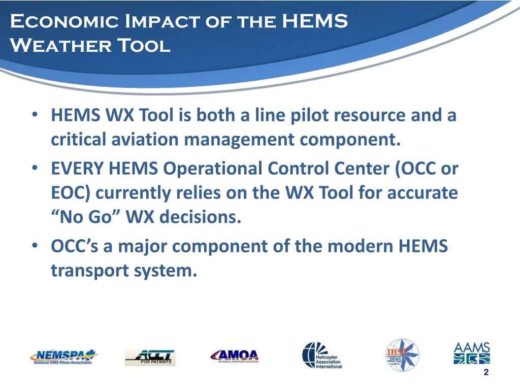 economic impact of the hems weather tool