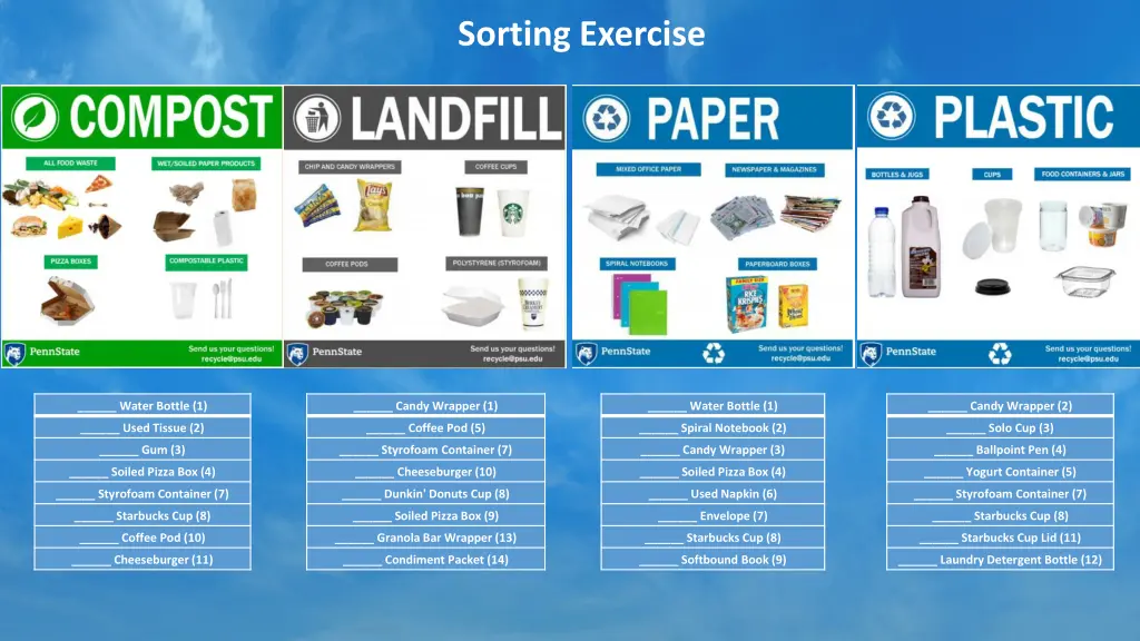 sorting exercise