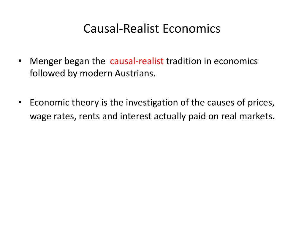 causal realist economics